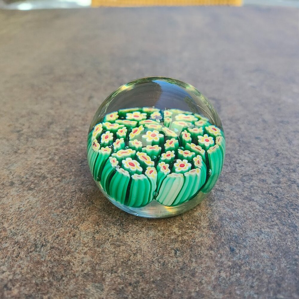 Murano Millefiori Hand Blown Small Glass Paperweight